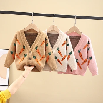 

Children Sweater Cute Carrot Cardigan Casual Kids Knit Wear Baby Clothes Autumn Winter Girls Boys Coats Cardigan