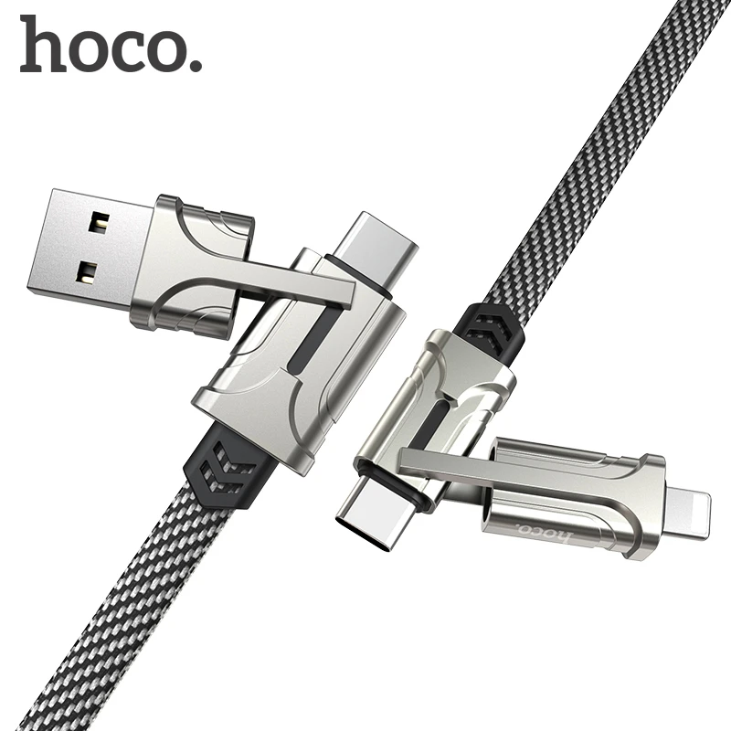 HOCO 4 en 1 USB de carga rápida de cable rápida de metal tipo C para IOS Android PD HOCO 4 en 1 USB de carga rápida de cable rápida de metal tipo C para IOS Android PD