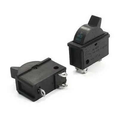 

2Pcs AC250V 10A SPDT 3 Pin Soldering Black Rocker Switch for Hair Dryer