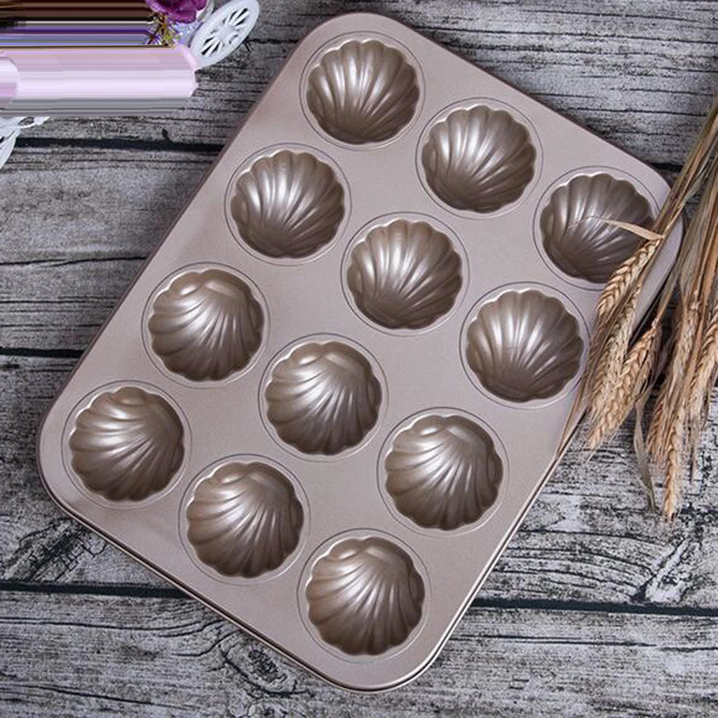 12-Cavity Carbon Steel Homemade Madeleine Cookies Nonstick Madeleine Baking Sheet Cake Chocolate Candy Cookie Mold