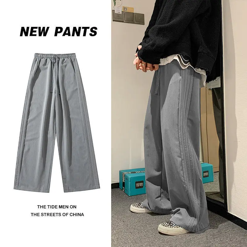 Harajuku Wide Pants Men Japanese Streetwear Pants Baggy Loose Straight