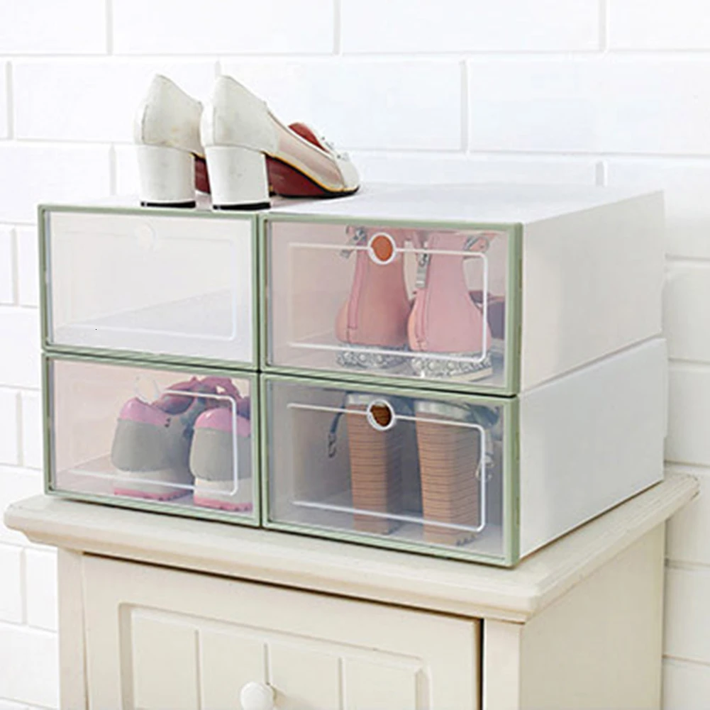 3 шт. прозрачная пластиковая коробка для обуви Ящик Контейнер прямоугольник утолщенный DIY бытовой Органайзер для хранения обуви ящик делитель обувной коробки