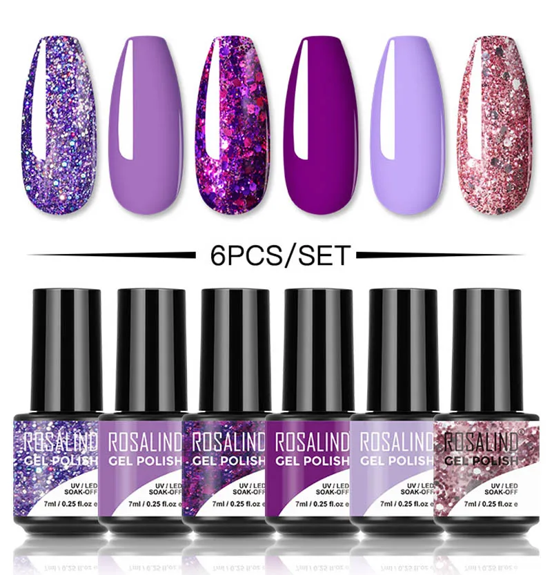 ROSALIND Gel Nail Polish Set 4/6PCS Mix Color Nail Kit For Manicure Nail Polish Vernis Semi Permanent UV Lamp Gellak Nail Kit 3