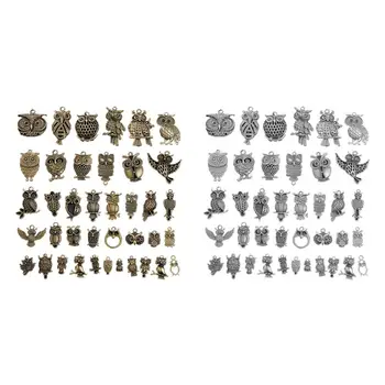 

40Pcs Vintage Alloy Old Look Mixed Animal Owl Pendants Handmade DIY Crafts Jewelry Making Accessories