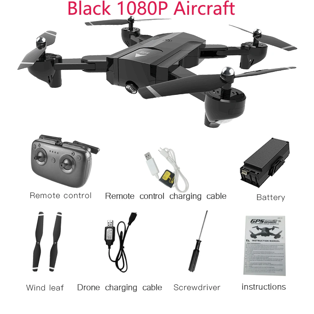 Черный SG900-S FPV RC Дрон с камерой 720 P/1080 P Wifi FPV gps Return Home Follow Me Altitude Hold складной Радиоуправляемый квадрокоптер игрушки - Цвет: Черный