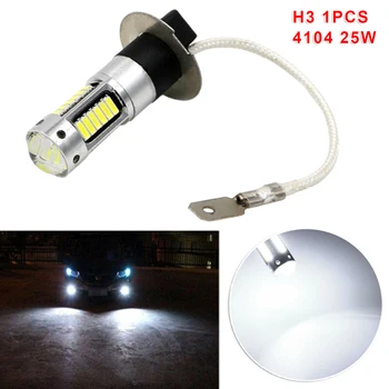 

1pc Car H3 LED DRL Fog Light Lamps Bulbs 6500K White 1100LM 25W 12V Replacement