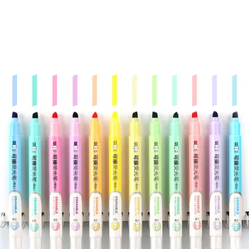 

6 Colors Erasable Highlighters Pastel Markers Dual Tip Fluorescent Pen for Art Drawing Doodling Marking School Office Stationery