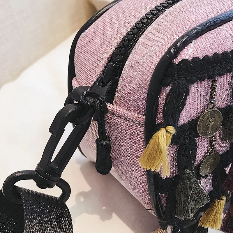 

Ethnic-Style Woolen Square Sling Bag Autumn And Winter Tassels Wafer Shoulder Oblique WOMEN'S Bag