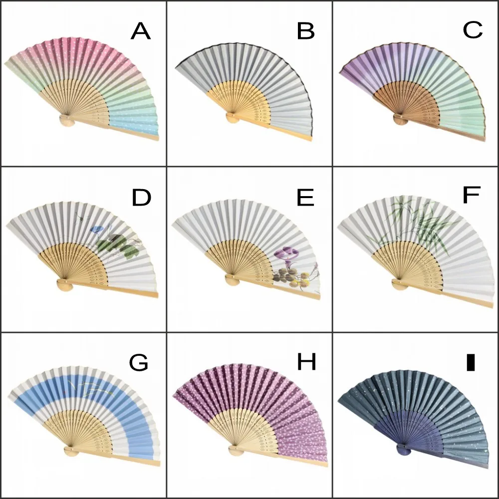 

12 PCS Good Quality Japanese Style Bamboo Frame Paper Folding Fan Hand Held Home Decorations and Souvenirs Holiday Gift