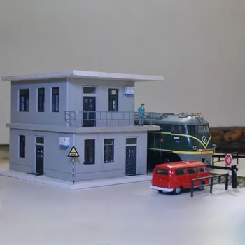 

1:87 HO Scale Red Grey Two-storey Railway House Model Train Station Scene Model for Sand Table Model Building Kit 2019 New