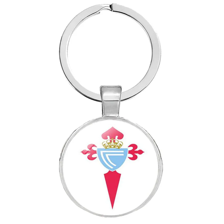 

Football Club logo Keychain Jewelry with Glass Cabochon Football Team Logo Club Charm Wrap Leather Braided Keyrings