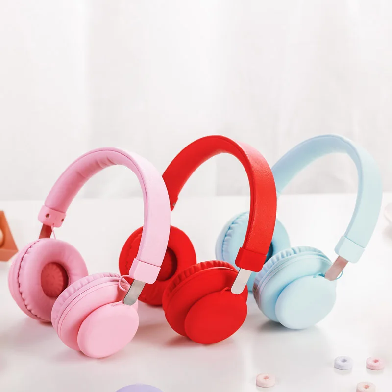 5 0 Bluetooth Headphone Cute Pink Blue Red Color Girls Kids Stereo Music Wireless Headset With Microphone for Computer Phone