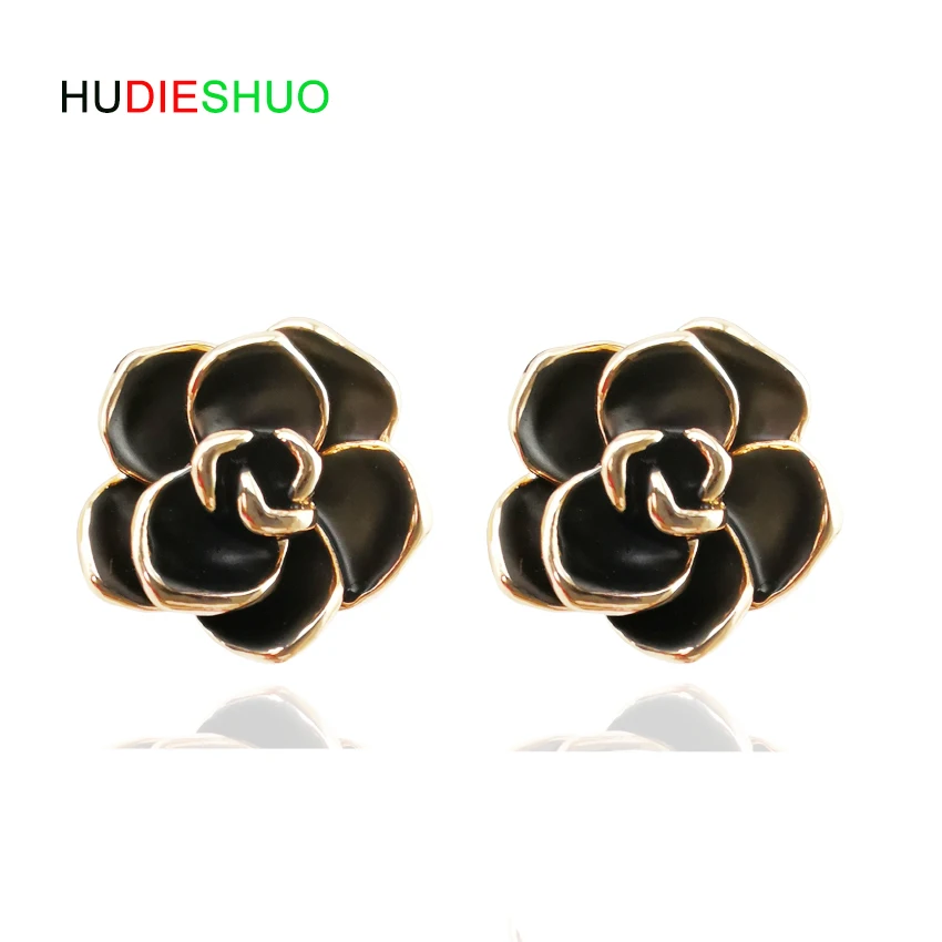 HUDIESHUO 2019 Модные женские серьги Черная роза Клипсы Серьги простые клипсы для
