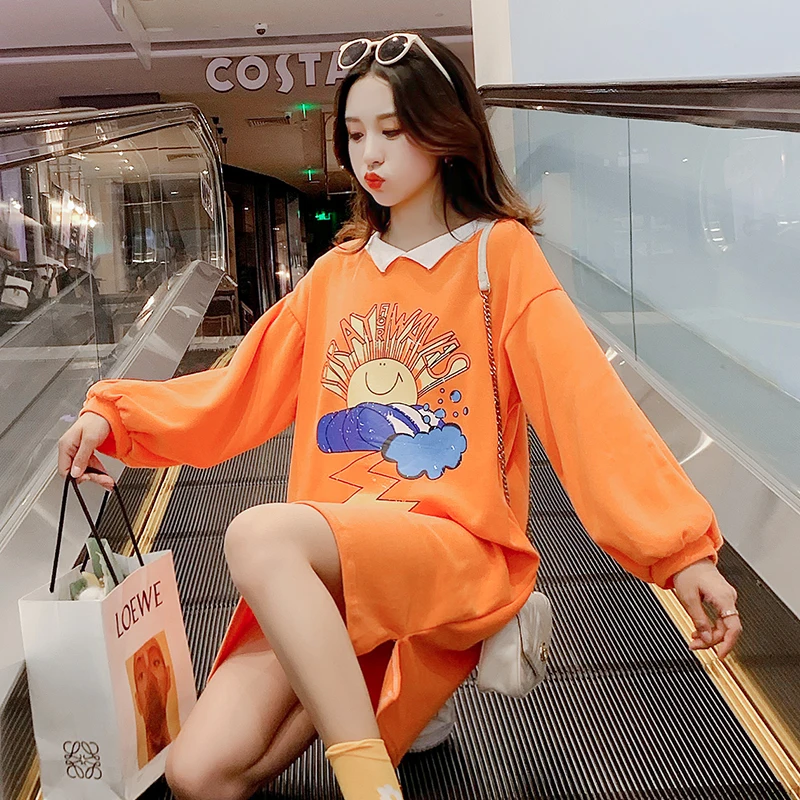 orange Одежда для беременных свободный стильный топ с длинными рукавами для беременных женщин топы для мам 2027~ B~ 49~ 9257 - Цвет: orange