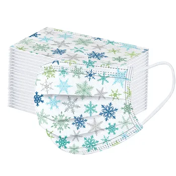 

10/20/30pc Adult's Christmas Mouth Masks Snowflake Printed Mask Disposable 3 Layer Protective Face Masks Mondkapjes Mascarillas