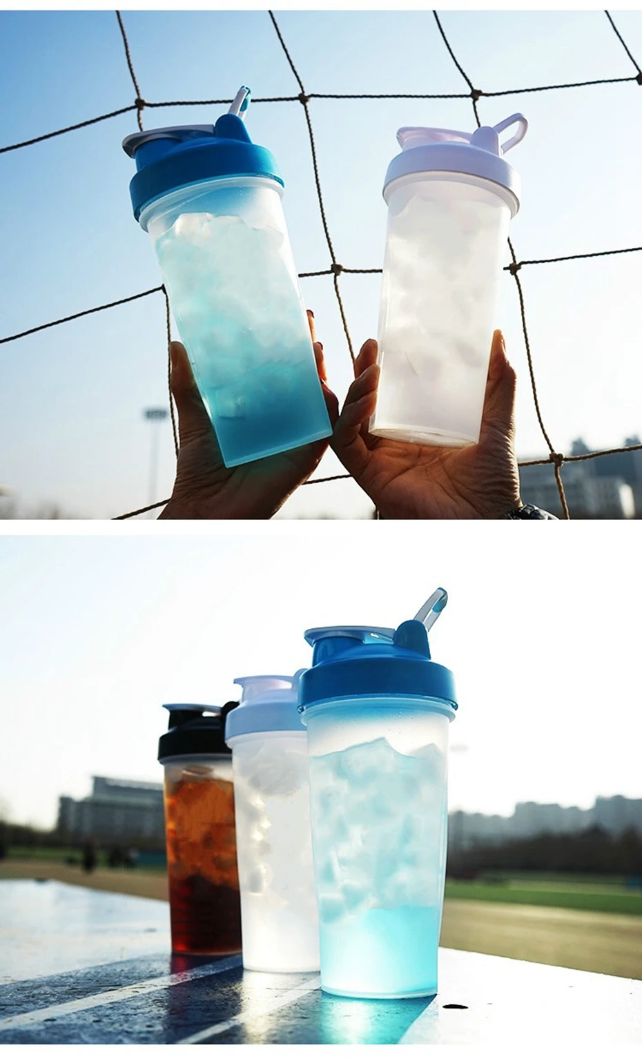Шейкер PULISI, 20 унций, многоцветная классическая бутылка для протеина, 600 мл, безопасная для мытья в посудомоечной машине, герметичная бутылка для воды с петлей сверху