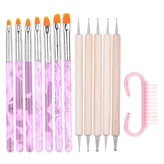 Nail Art Brush Acrylic Nail Polish Brush Kit UV Gel Nail Polish Paint Brushes Drawing Nail Pen Manicure Clean Brush Tools smt237