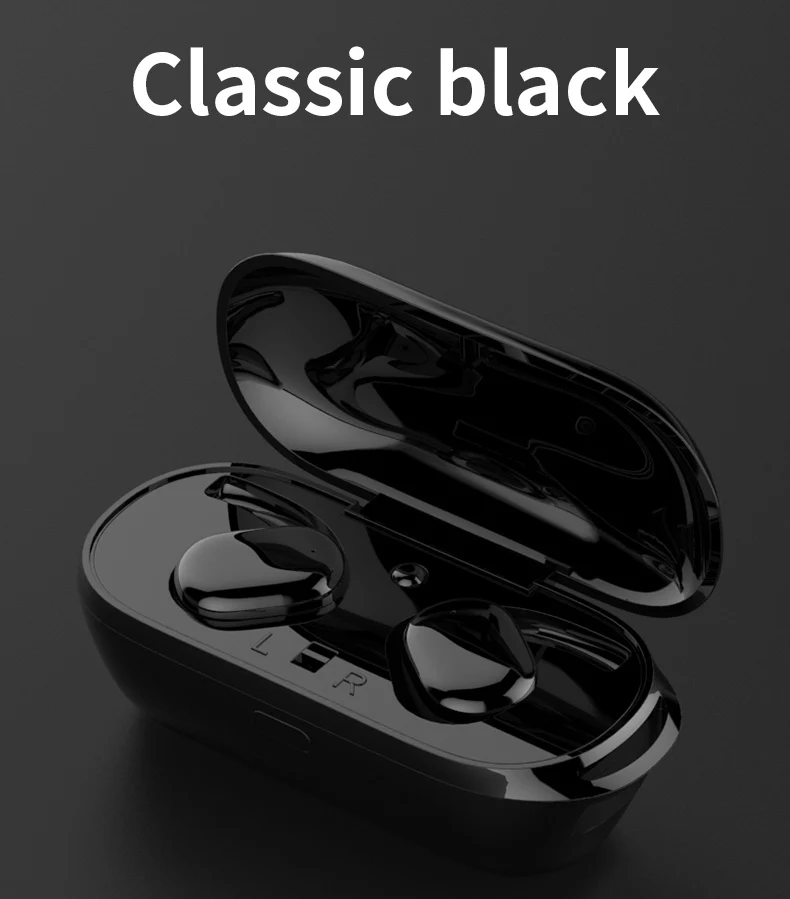 TWS Беспроводные Мини Bluetooth наушники для Xiaomi huawei мобильный стерео наушники спортивные наушники с микрофоном портативная зарядная коробка - Цвет: Черный