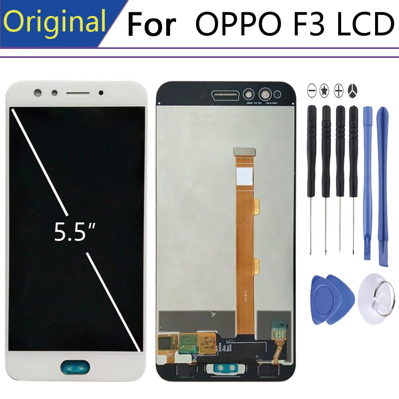 

For 5.5" pantalla OPPO F3 display in Mobile Phone LCDs Touch Screen LCD Frame Digitizer Assembly Parts 10-Touch reemplazo partes