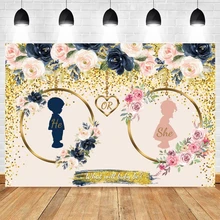 

Boy or Girl Gender Reveal Backdrop Golden Ring Photography Background Vinyl Newborn Baby Shower Party Banner Backdrops Poster