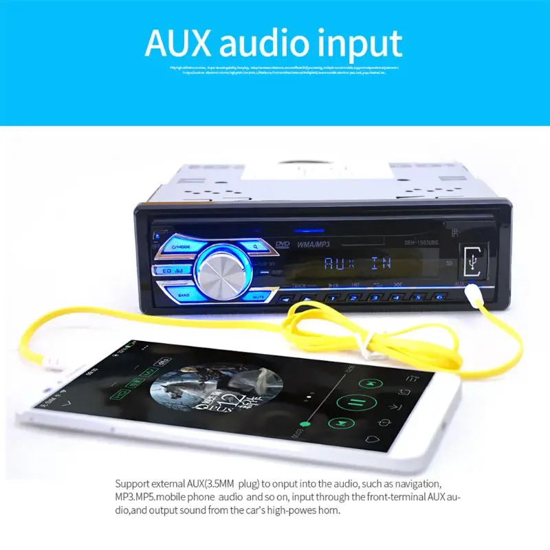 12 В автомобильный стерео FM Радио MP3 аудио плеер Поддержка FM USB SD DVD музыкальный CD плеер