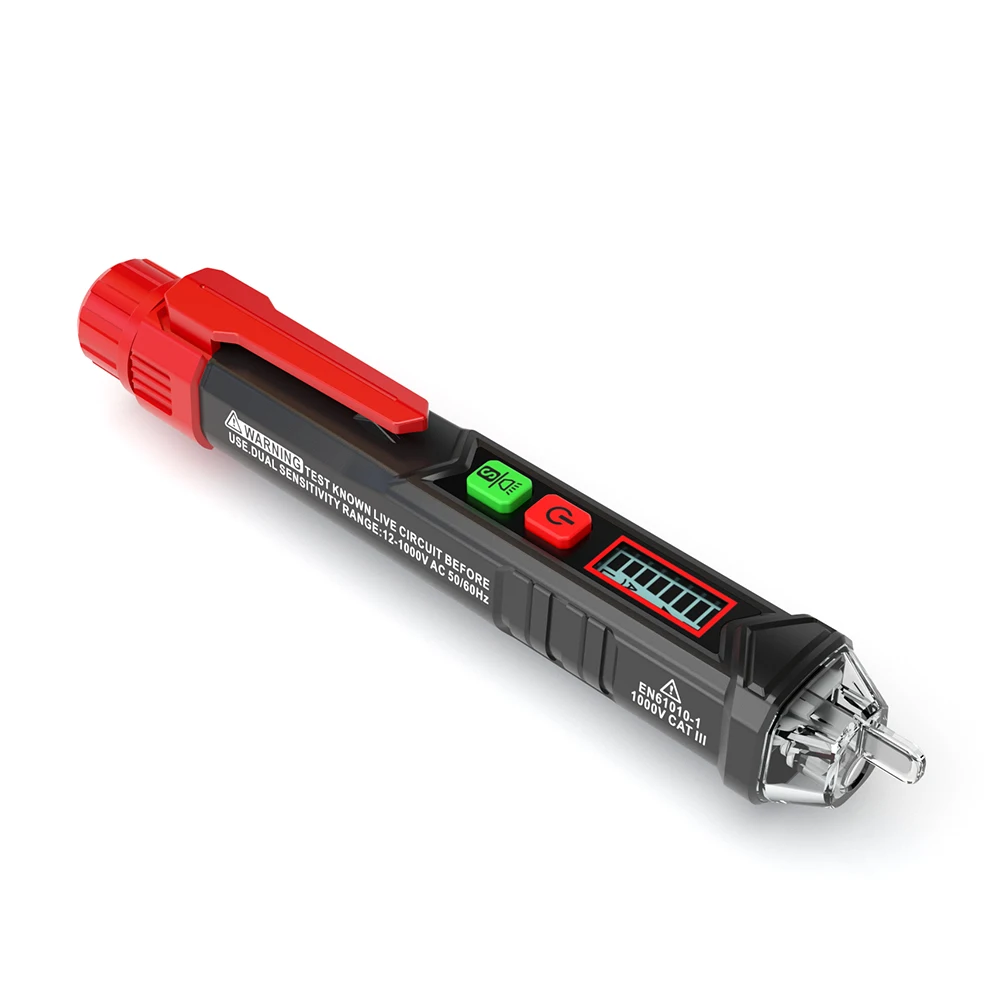 

HABOTEST HT100 Portable Non-contact AC Voltage Tester Pen 12V/48V~1000V Shaped V~Alert Detector with Sound and Light Alarm