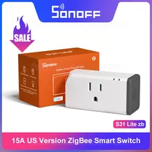Itead sonoff s31 lite zb zigbee eua versão 15a zigbee tomada inteligente trabalho com smartthings hub controle de voz via alexa