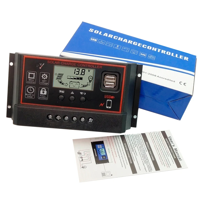 Горячая 60A 50A 40A PWM регулятором солнечного заряда контроллер 12V 24V Авто Панели