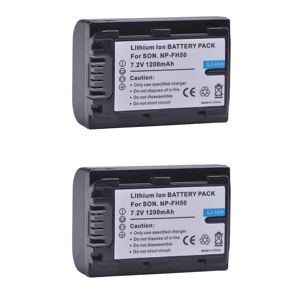 

2x NP-FH50 NPFH50 Battery for Sony NP-FH30 NP-FH40 NP-FH50 NP-FH70 NP-FH100 and DSC-HX1 HX100V HX200 HX200V DSLR-A230 A290 A330