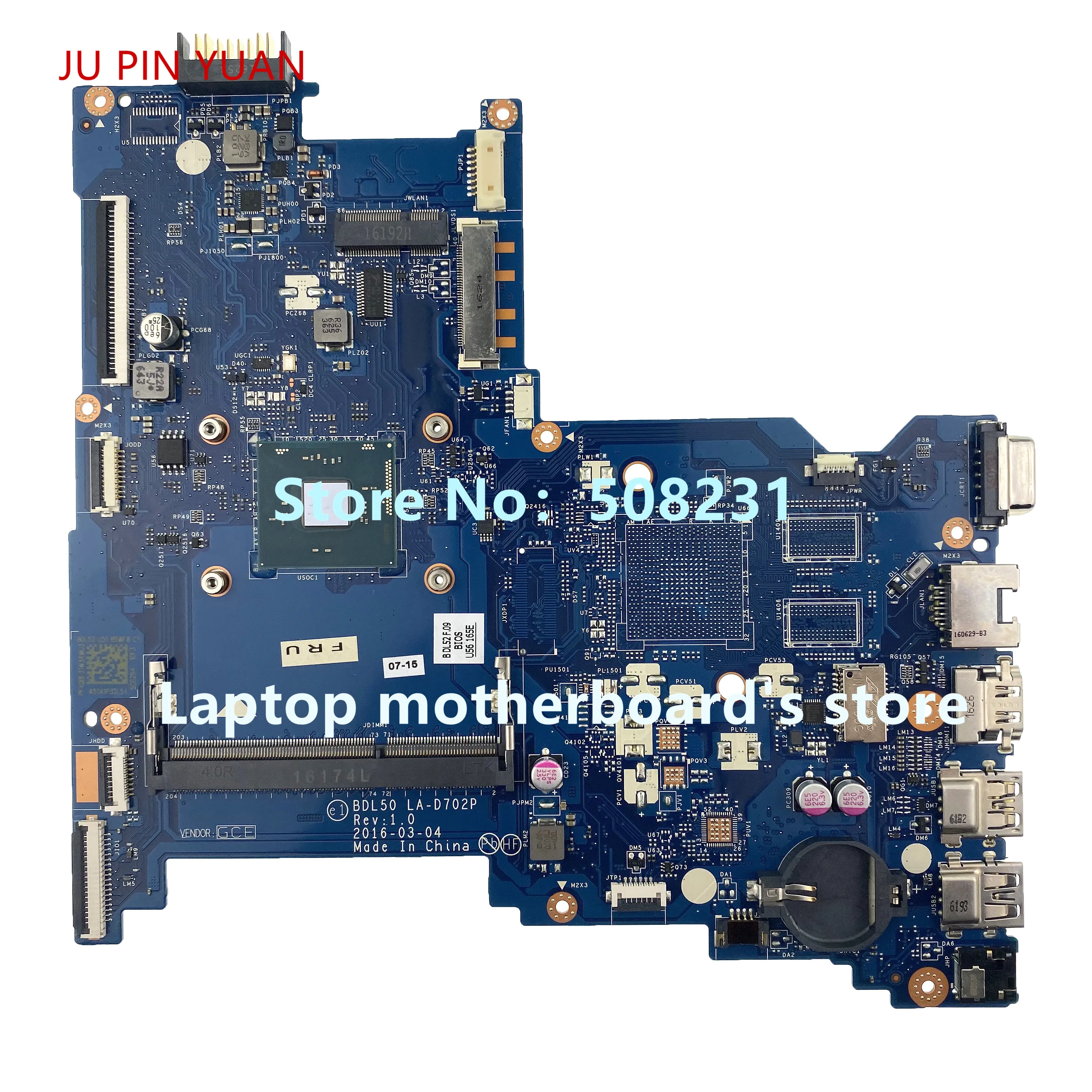 

858585-501 858585-601 858585-001 For HP 15-AY 250 G5 Laptop Motherboard BDL50 LA-D702P N3060 CPU 100% Fully Tested