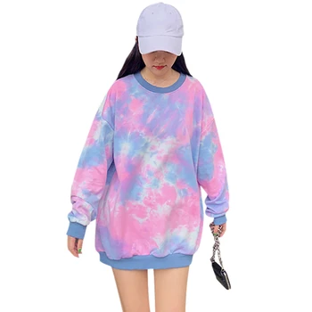 

Women Colorful Sweatshirt Simple Long Sleeve Pullover Sweatshirt Cute Graffiti Print Autumn Loose Round Collar Sweatshirt ！
