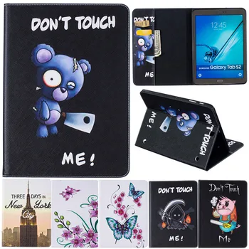 

Cartoon Leather Cover for Samsung Galaxy Tab S2 9.7" SM-T810 T815 Tablet Case Animal Bear Butterfly Flower Wind chime Iron Tower