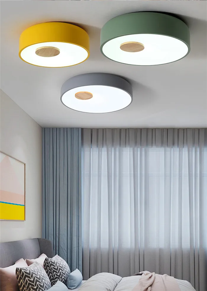 Nordic Style Wood Acryl LED CeilingLights Creative Parlor Kitchen Master Bedroom Ceiling Lamps