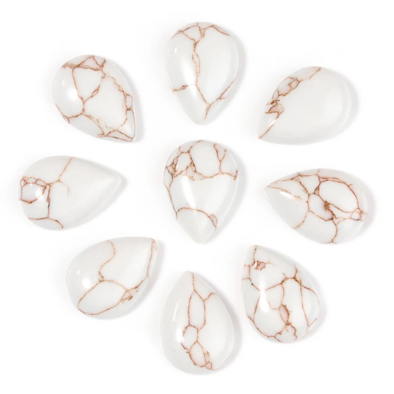 

20pcs Natural Stone Water-dropped Flatback 6x8/7x10/10x14mm White Turquoise For DIY Jewelry Making Earring/Braceelt Accessories