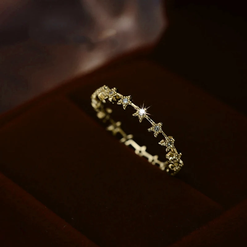 ZHOUYANG Dainty Rings For Women Series Delicate Lucky Star Zircon Light Gold Color Finger Ring Gifts New Fashion Jewelry KBR276 | Украшения