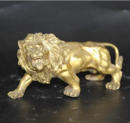 +++++Lucky fole Carving Brass Fierce Lions Wild Animals Figure Statue home decoration | Дом и сад