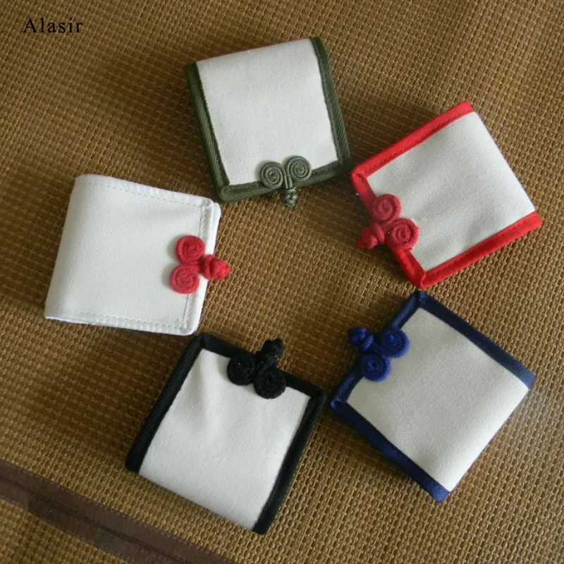 

Alasir Chinese Style Diy Printting Mini Wallets Samll Canvas Card Holders Cotton Blank Coin Purse Knot Buttons Solid Short Purse