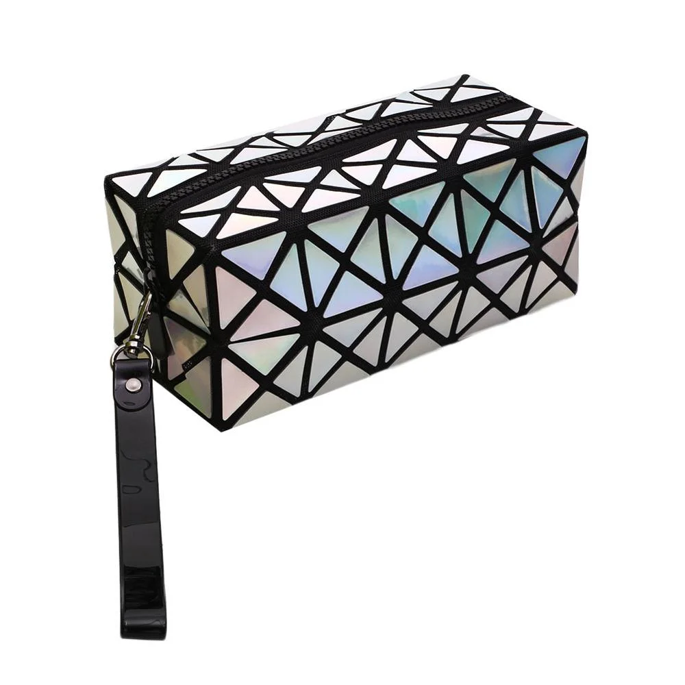 Rectangular diamond folding laser women's Cosmetic Bag