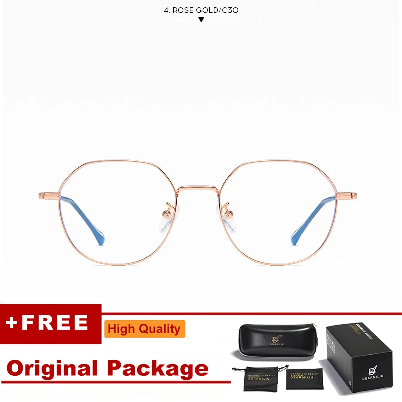 DEARMILIU New Blue light blocking glasses for women and men Oval frame Clear vision lens Lightweight texture classic glasses - Цвет оправы: Rose gold