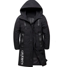 Мужское зимнее пальто на утином пуху с капюшоном, Длинные парки, мужская куртка на утином пуху, уличная одежда для пар, российское зимнее пальто для мужчин