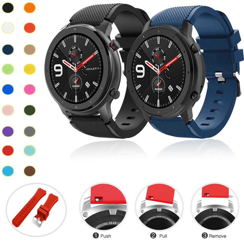 20 22 мм силиконовый ремешок для Amazfit GTR 47 42 Смарт часы браслет ремешок/Для Huawei GT2 46