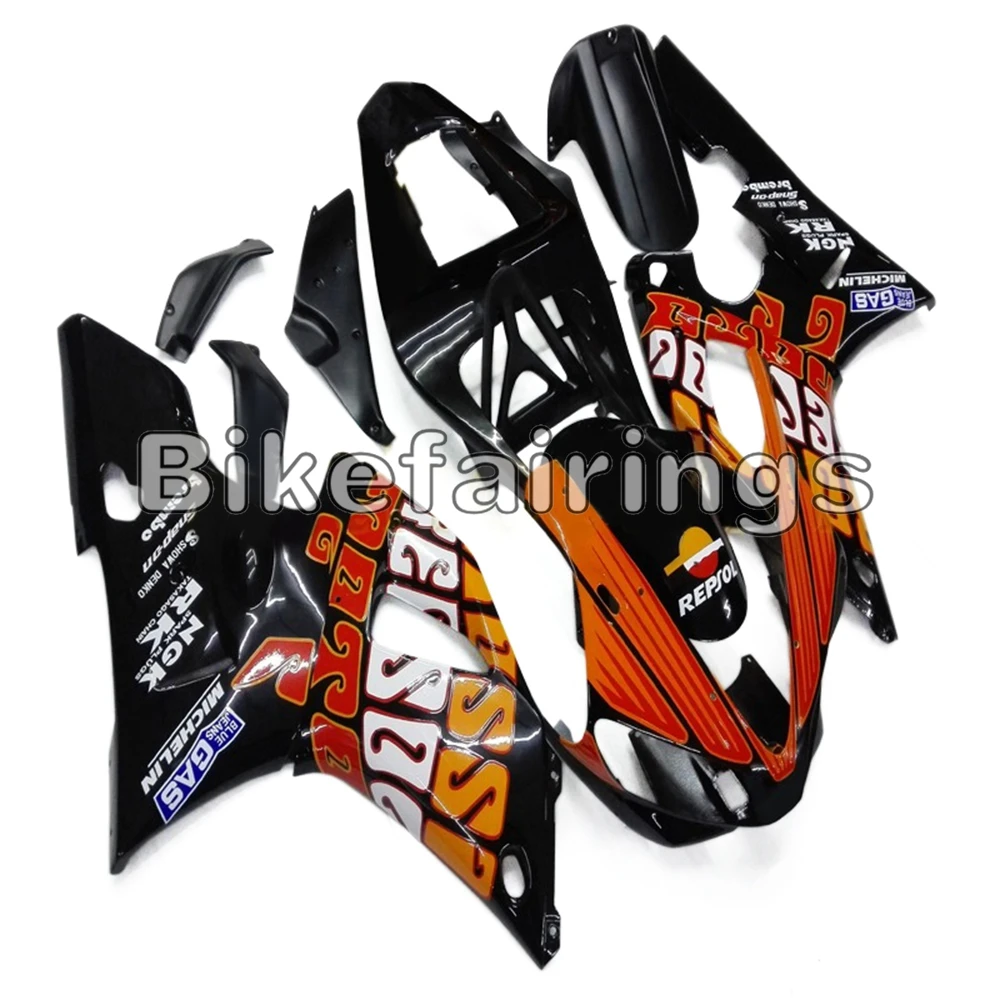 Repsol оранжевый черный спортивный велосипед Cowlings для Yamaha YZF1000 R1 2000 2001 00 01 R1 ABS пластик впрыска кузова Комплект новые обтекатели