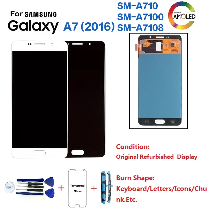 

For Samsung A7 2016 A710 SM-A710F Display lcd Screen replacement have burn shadow for Samsung A710FD A7100 lcd display module