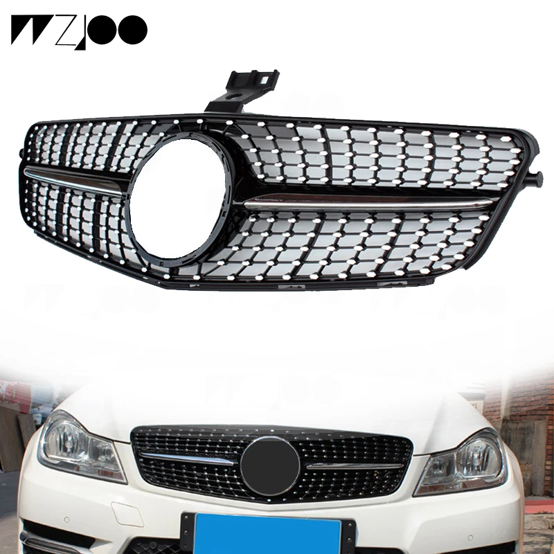 Передняя решетка-гриль W212 W205 W204GLoss AMG Style + логотип для Mercedes-Benz C-class C200 C180 C220 C250 C300 C350