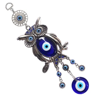 

1PC Turkish glass blue evil eye owl pendants alloy Muslim wall hanging Turkey Exotic home decoration car garden Ornaments