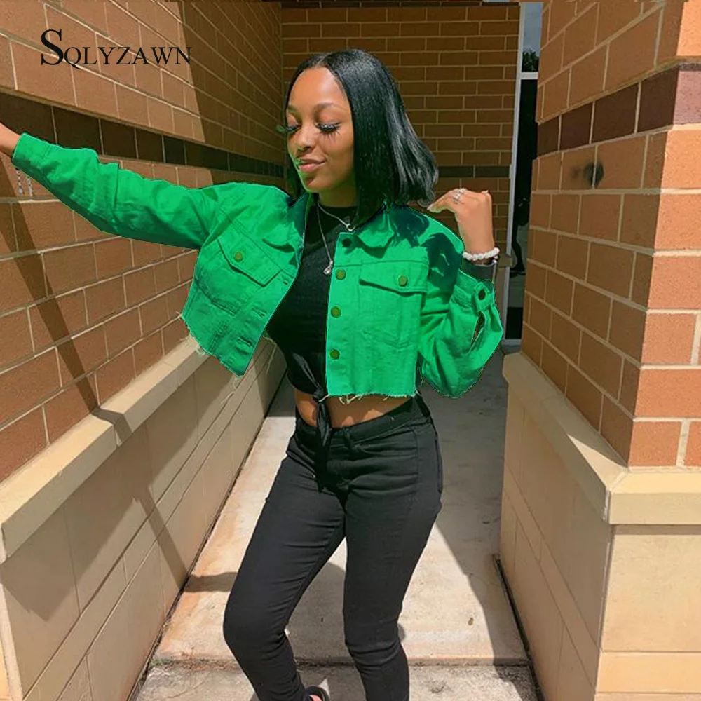 Женская джинсовая укороченная куртка в стиле Харадзюку винтажная Готическая