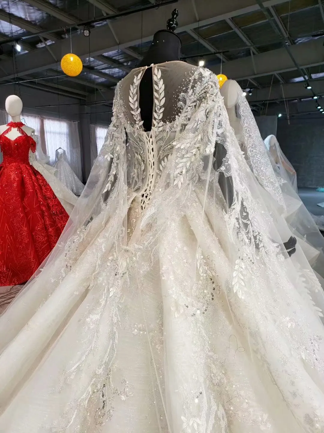 Роскошное вышитое бисером кружевное свадебное платье Vestido Novia Talla Grande Mariage с кристаллами и длинным рукавом, свадебное платье Robe De Mariee Manche Longue