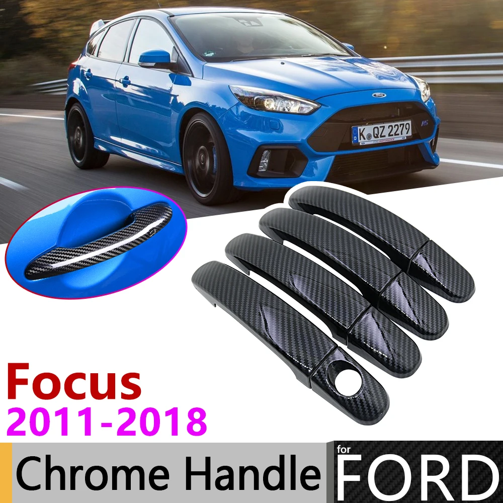 ABS Carbon Fiber Print Door Handle Cover Protector For Ford Focus MK3 Escape