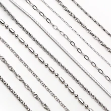 Chain Necklaces For Women Unisex Stainless Steel Silver Rolo Wheat Box Snake Beads Chains Mens Necklace Classic 18-24inch 22883