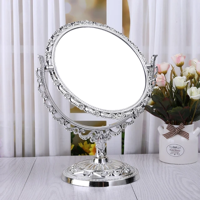 Espejo de maquillaje de 2 lados, soporte de mesa, espejo cosmético, tocador  de plástico, herramientas de espejos - AliExpress